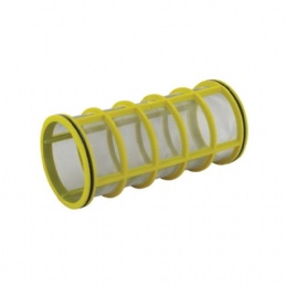 Replacement HARDI suction filter insert 615445 with mesh size 100, yellow. Diameter 38 mm, length about 125 mm, material plastic